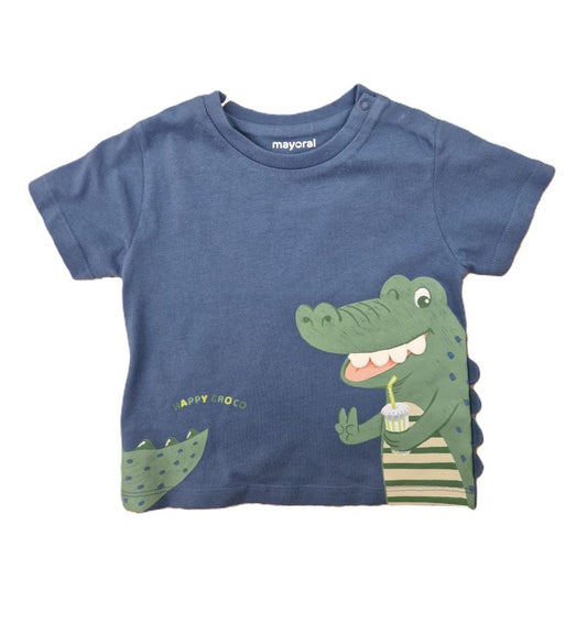 t-shirt bébé garçon bleu crocodile vert 